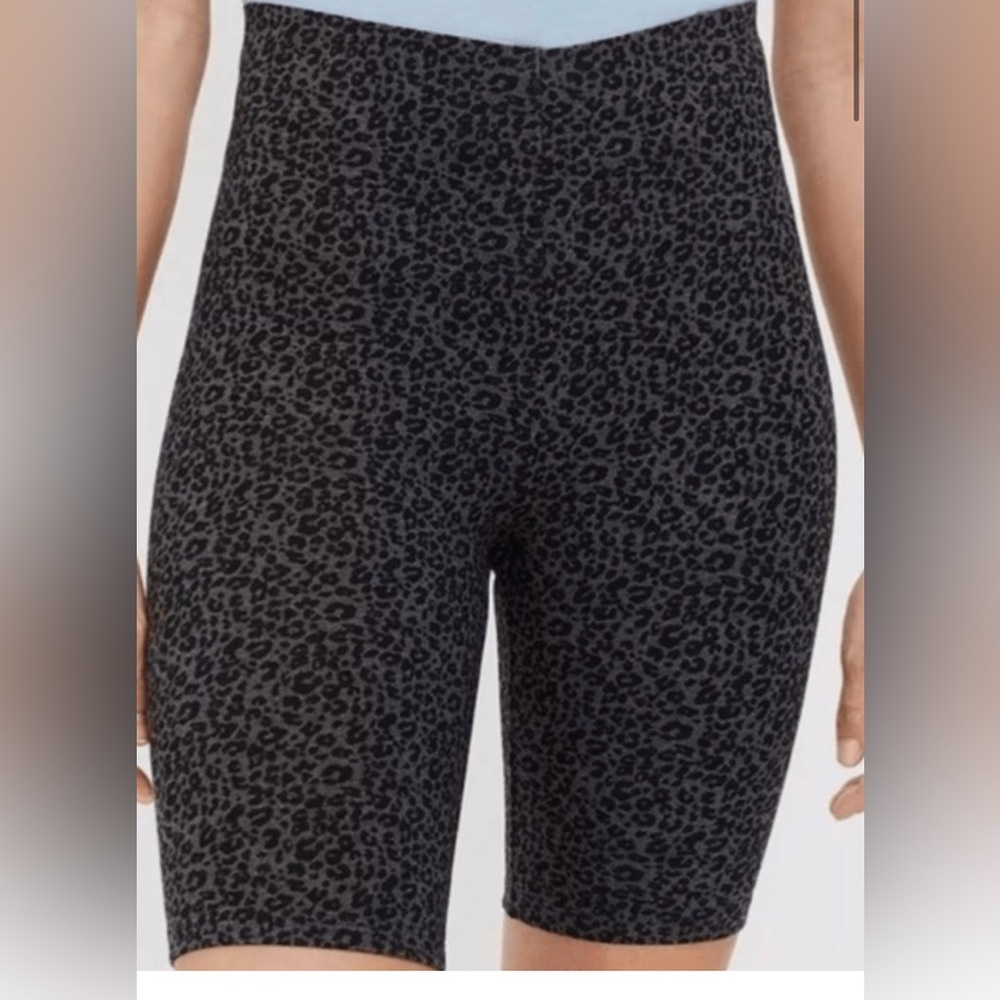 LOFT Black and Gray Bike Shorts Leopard Print
